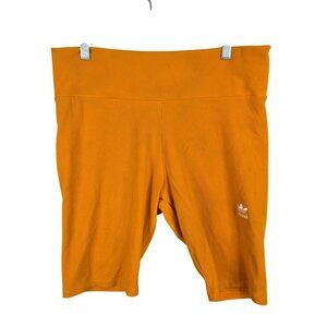 Womens Adidas Orange Ribbed High-Waist Bike Shorts 10" Inseam Rayon Blend XL